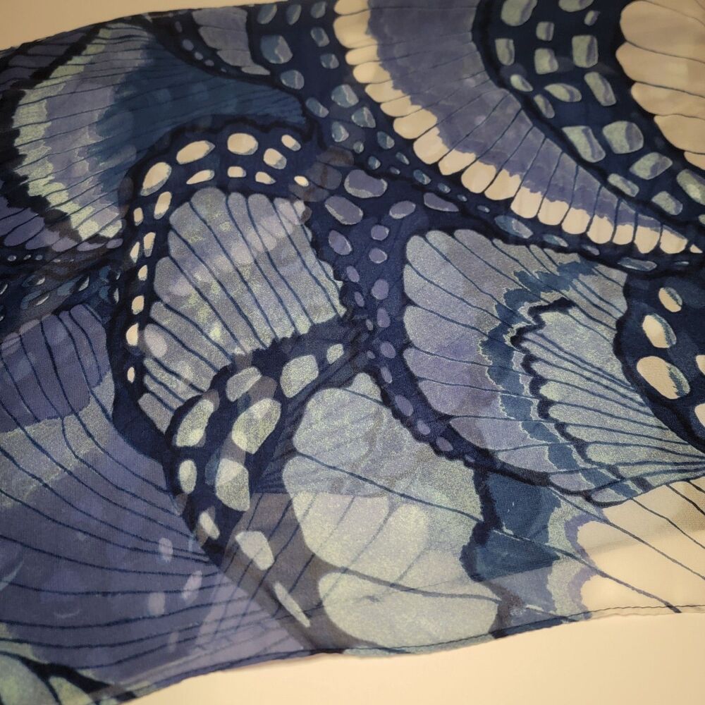 Butterfly Print Blue Scarf - Picture 2 of 2